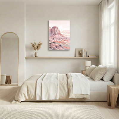 Rose, aquarelle, canyon, formation rocheuse, art mural
