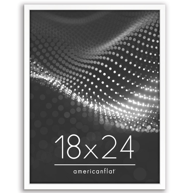Cadre d'affiche Americanflat - Plexiglas poli - Moulure mince - Quincaillerie de suspension, Blanc, L 18 po x H 24 po