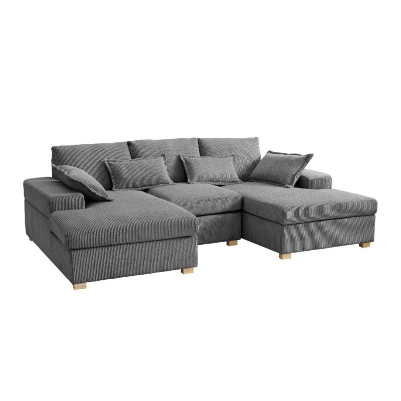 Bertle 2 - Piece Upholstered Corner Sectional, Dark Grey