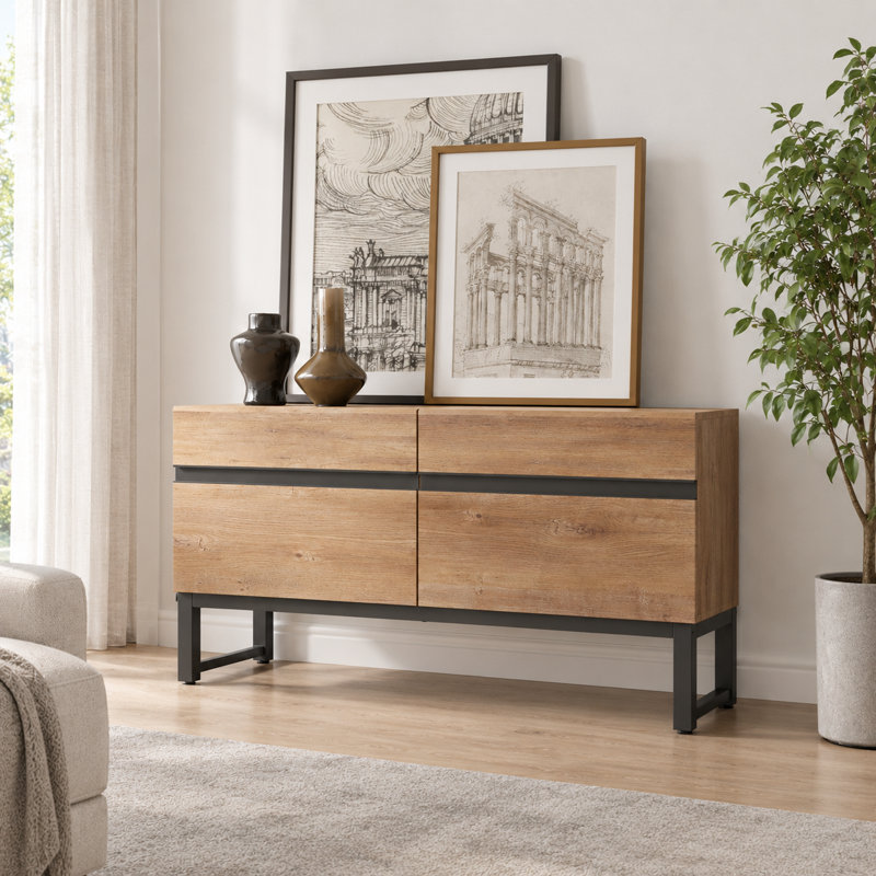 Crédence de rangement l 35,4 po Aadam, Chêne naturel