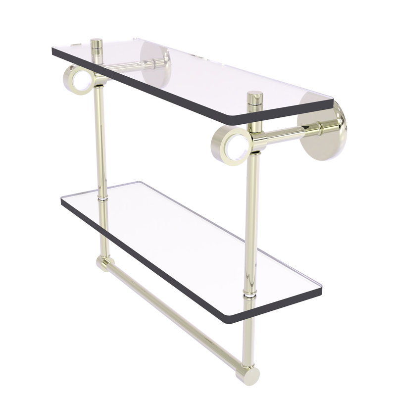 Tablette murale en verre double meuble-lavabo Margolis, H 12,8 po x l 16 po x p 5,6 po, Nickel poli