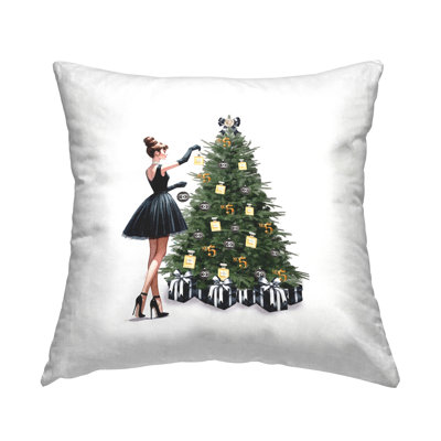 Trendy Christmas Tree Decorative Printed Throw Pillow by Amanda Greenwood