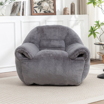 Bean Bag Chair, Comfy Bean Bag Sofa With Back Support, Faux Fur Bean Bag Chair For Adults And Kids, Stuffed Floor Sofa For Living Room, Bedroom, Apartment