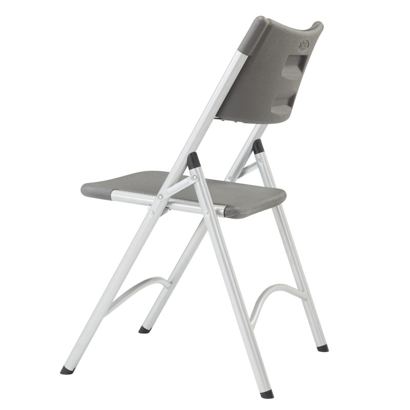 Ensemble de 8 chaises pliantes robustes en plastique NPS® 600 Series, Gris anthracite ardoise / blanc