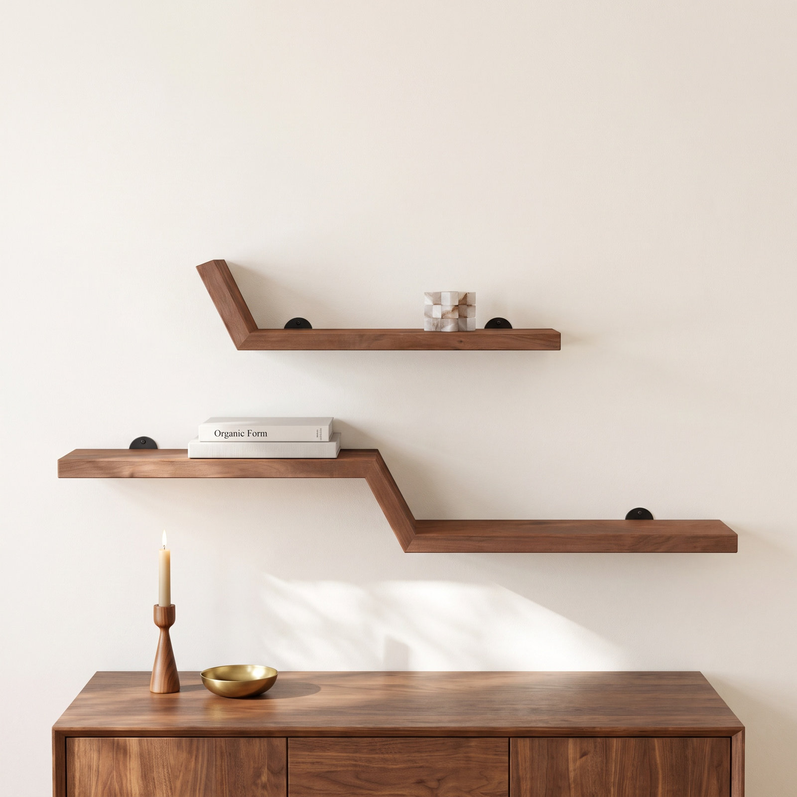 Marv 36" Mango Wood Floating Shelf, Walnut