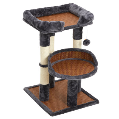 Multi-Level Cat Tree With Two Beds & Scratching Posts, Cat Tower For Large Cats & Kittens, 27" X 19" X 16"