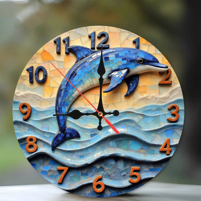 Horloge murale dauphin bleu