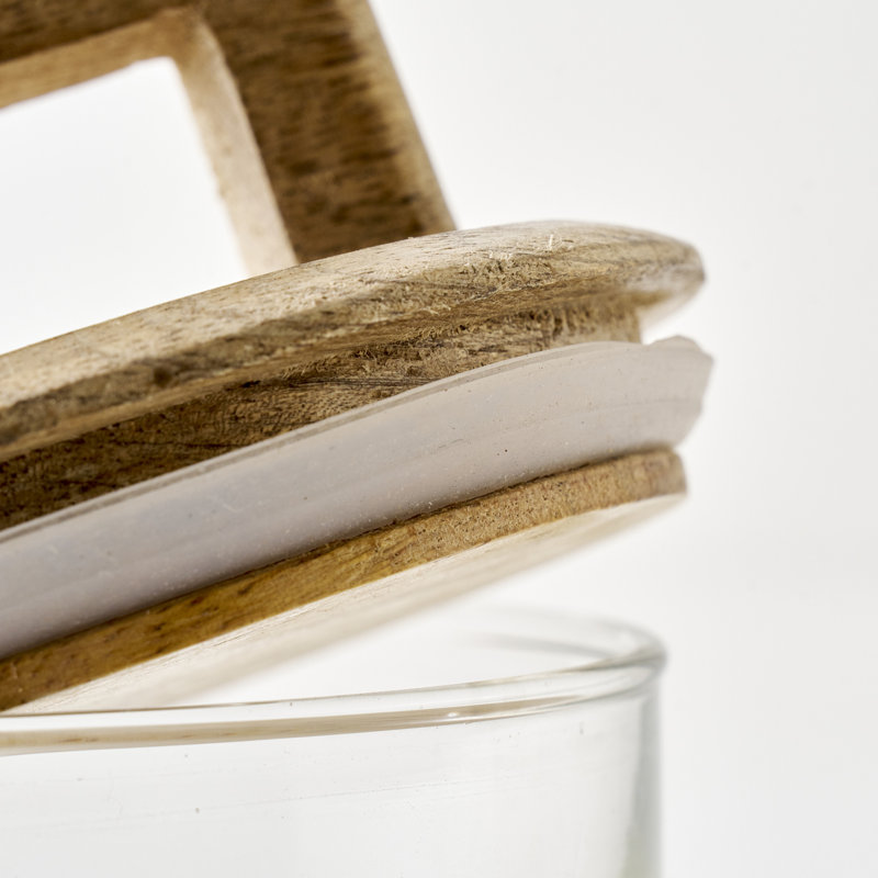 Verre Glass Jar With Mango Wood Lid, 27 Ounces