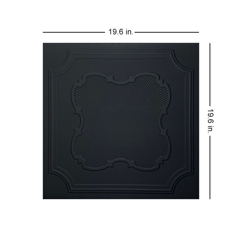 Carreau de plafond en polystyrène collé 1,6 pi x 1,6 pi Coronado, Noir