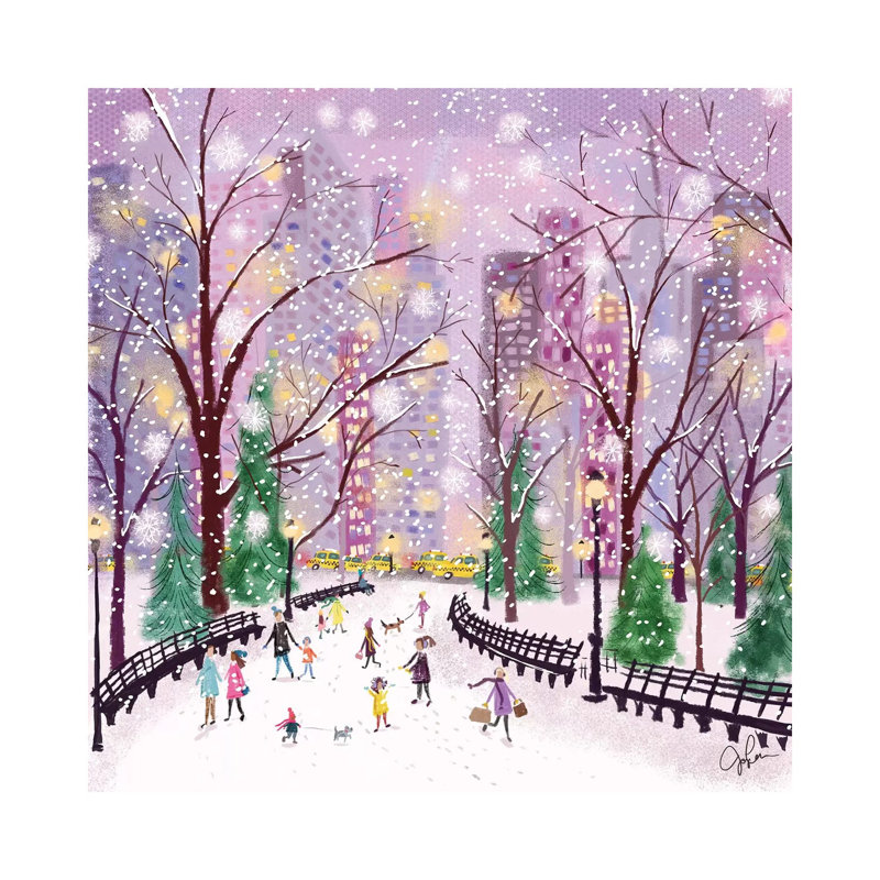 Snowy Night 1 Piece Painting on Canvas, 45.72cm H x 45.72cm W x 3.81cm D, Wrapped Canvas