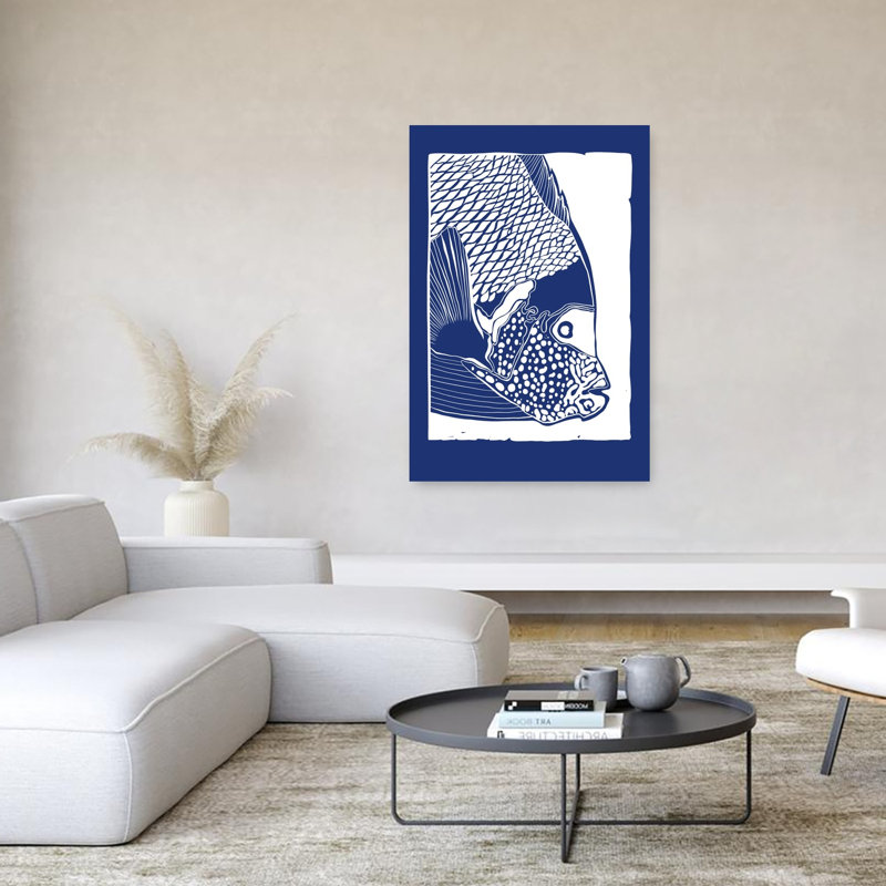 Indigo, poisson tropical, poisson, nature, art mural, 60" H x 40" W
