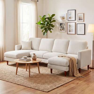 Canapé modulaire, canapé en U avec méridienne double, beige