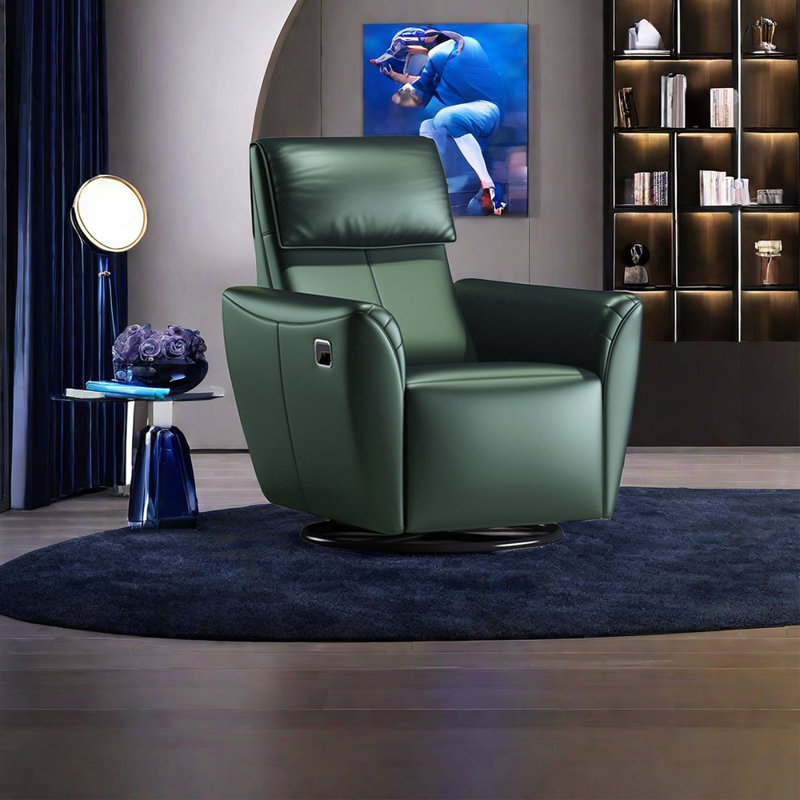Leahey Faux Leather Recliner, Dark Green Faux Leather