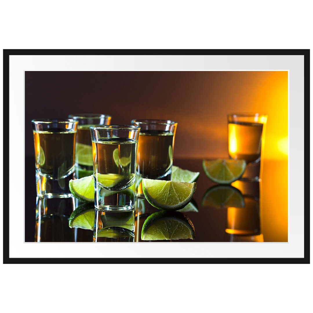 Gerahmtes Poster Tequila mit Limetten