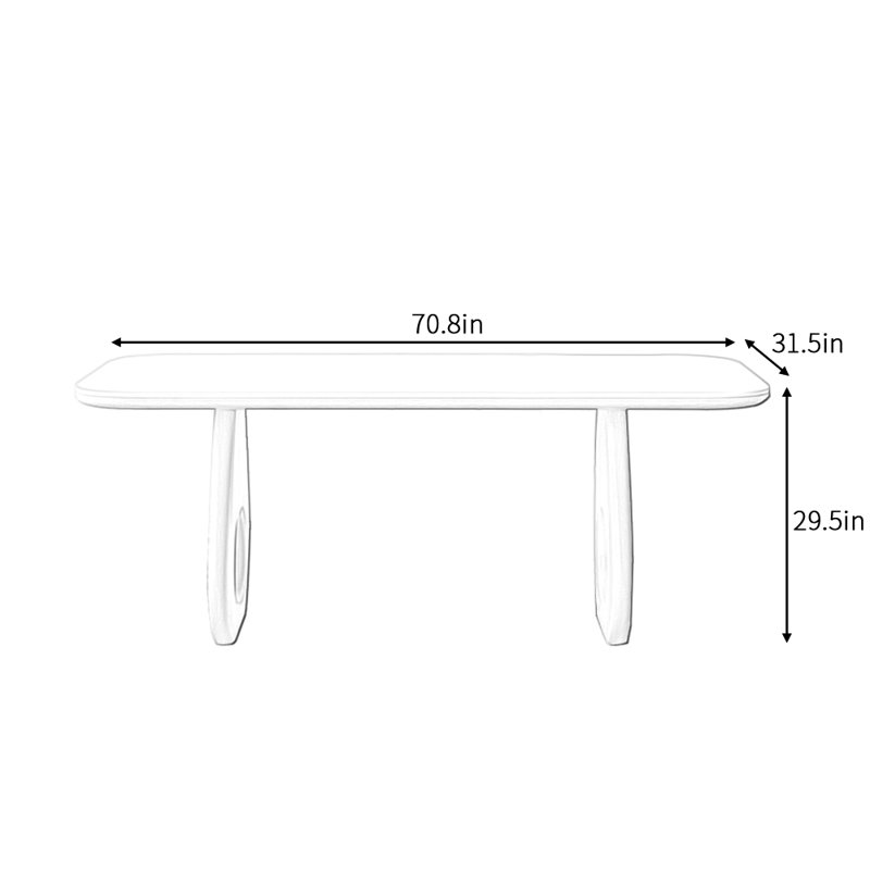 Table de salle à manger rectangulaire européenne, H 29,5 po x L 70,86 po x l 31,5 po