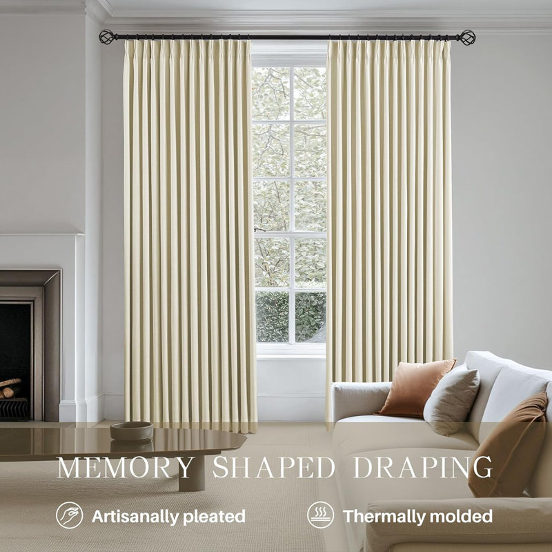 YZ Home Linen Pinch Pleated 100% Blackout Curtains for Bedroom and Living Room Darkening Thermal Window Curtain Drapes with 16pc Hooks(2 pages)