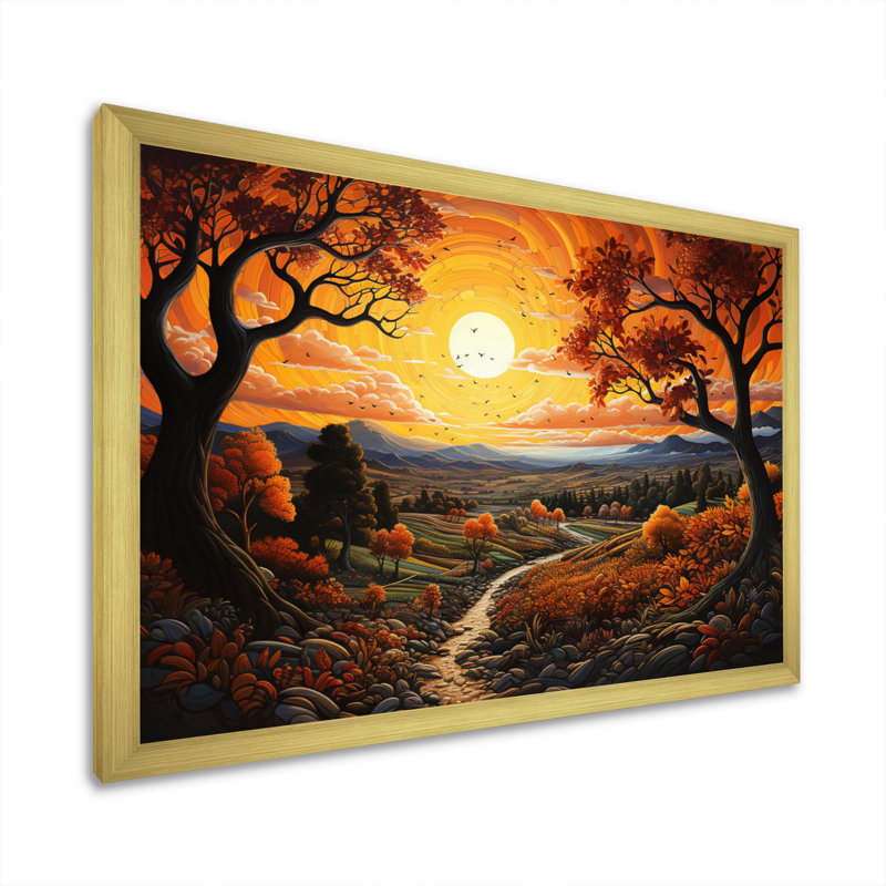 «Countryside Autumn Orchards Patchwork - Landscape», reproduction d'art sur toile, H 16 po x l 32 po x P 1 po