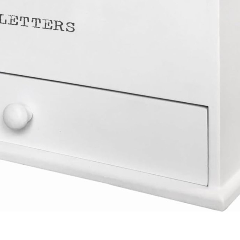 Manufactured Wood Desk Organiser, 21.2cm H x 26cm W x 9.7cm D, White