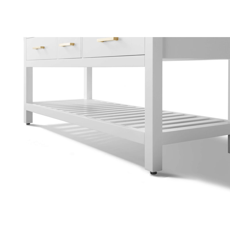 Elizabeth 48'' W Single Vanity, Carrara White, Black Onyx, Gold