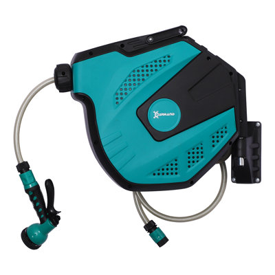 DURHAND Garden Hose Reel Wall Mounted Auto Rewind