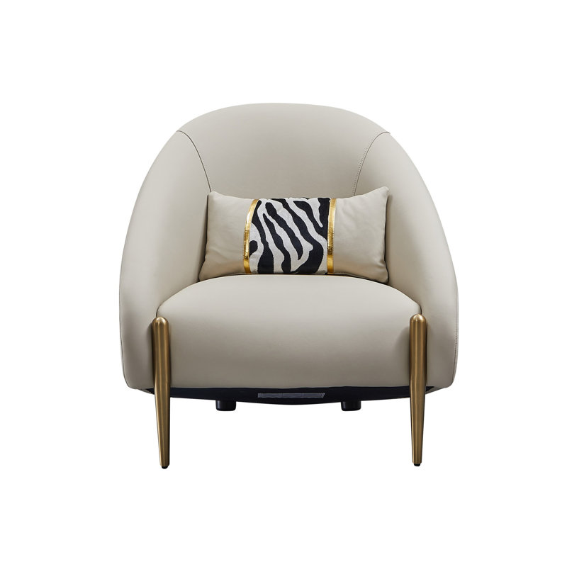 Fauteuil demi-tonneau en cuir Breccia, Similicuir gris
