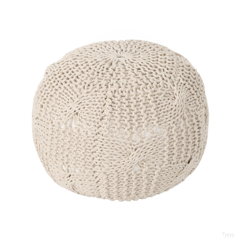 Pouf rond en coton Bordeaux, beige, Beige