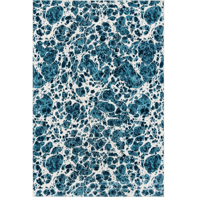 Tapis contemporain Araceli couleur océan, Rectangle 7 pi x 10 pi