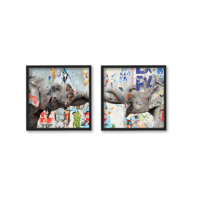 " Saddle Ink Elephant VI " by Tristan Scott 2 - Pieces