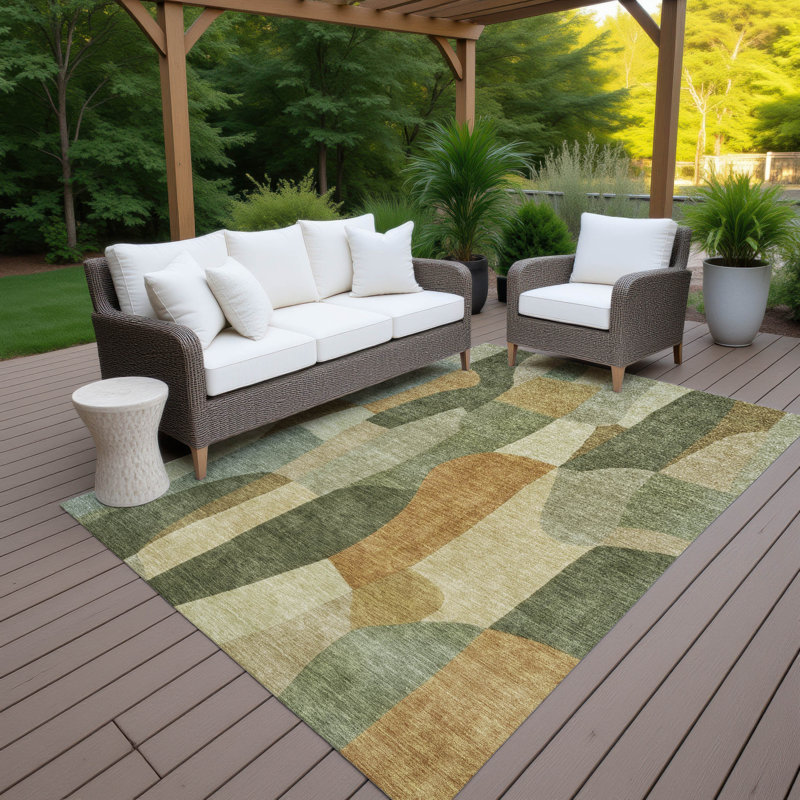 Machine Washable Indoor/Outdoor Jozwiak ACN2376 Abstract Rug, Rectangle 2'6" x 3'10"