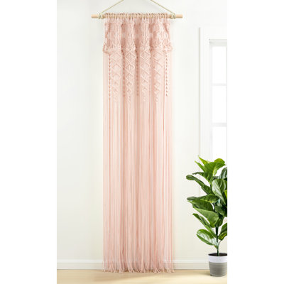 Boho Macrame Textured Cotton Cotton Sheer Curtain Single Panel