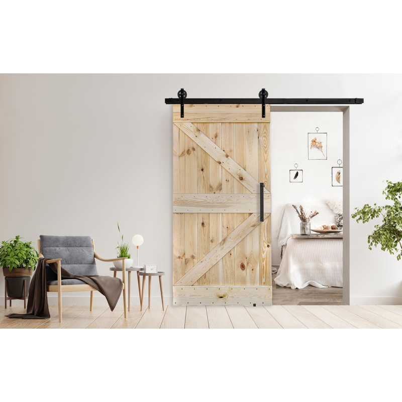 Russellton Solid Pine Sliding Door, Unfinished