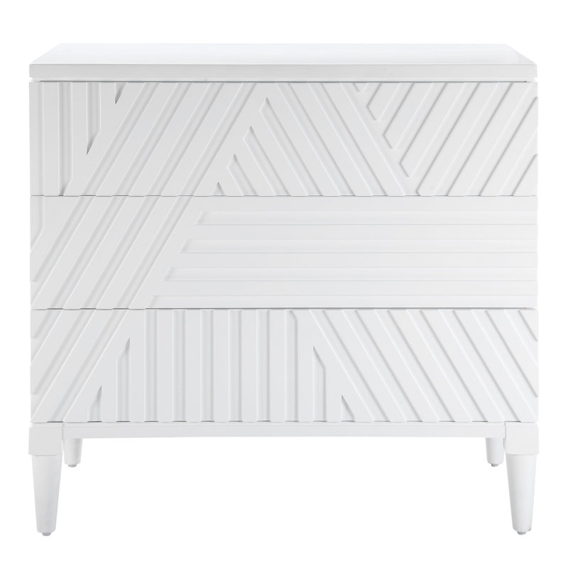 Commode décorative 3 tiroirs Bayli, Blanc
