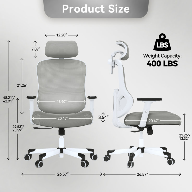 Fauteuil de bureau ergonomique Mazlack, Gris