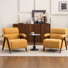 Mid Century Upholstered Arm Accent Chair with Solid Wood Legs