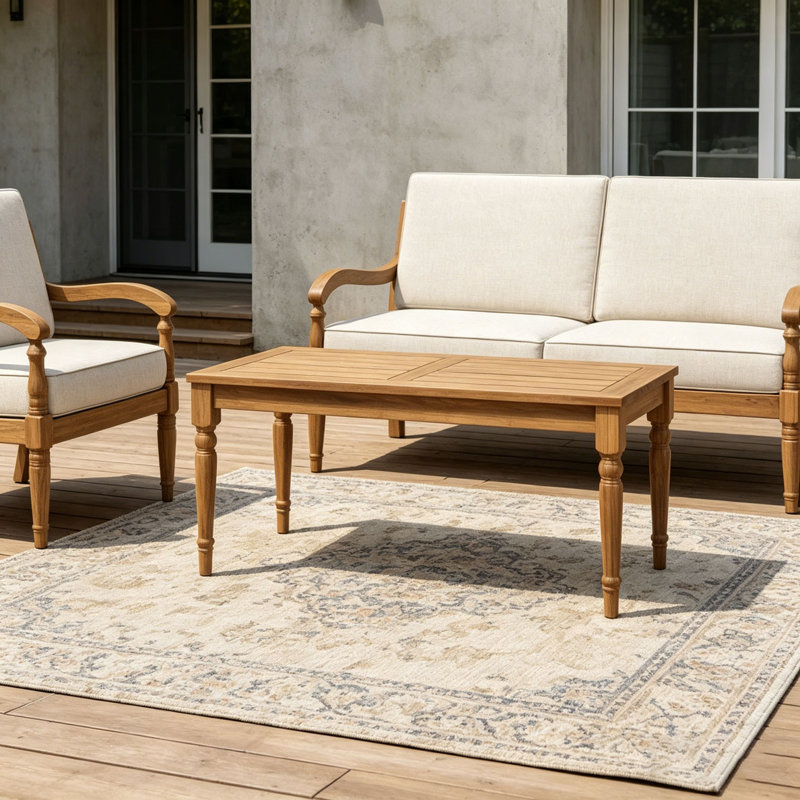 Table basse d'extérieur, finition naturelle