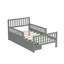 Lit plateforme simple en bois avec garde-corps et deux tiroirs de rangement, lit de rangement pour enfants, gris-1279772438