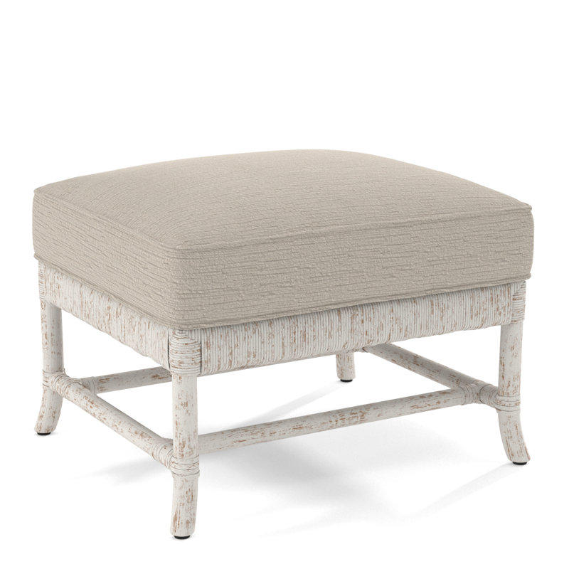 Lafayette Ottoman, Navy Blue Performance Fabric; 0851-61, Antique Frost White