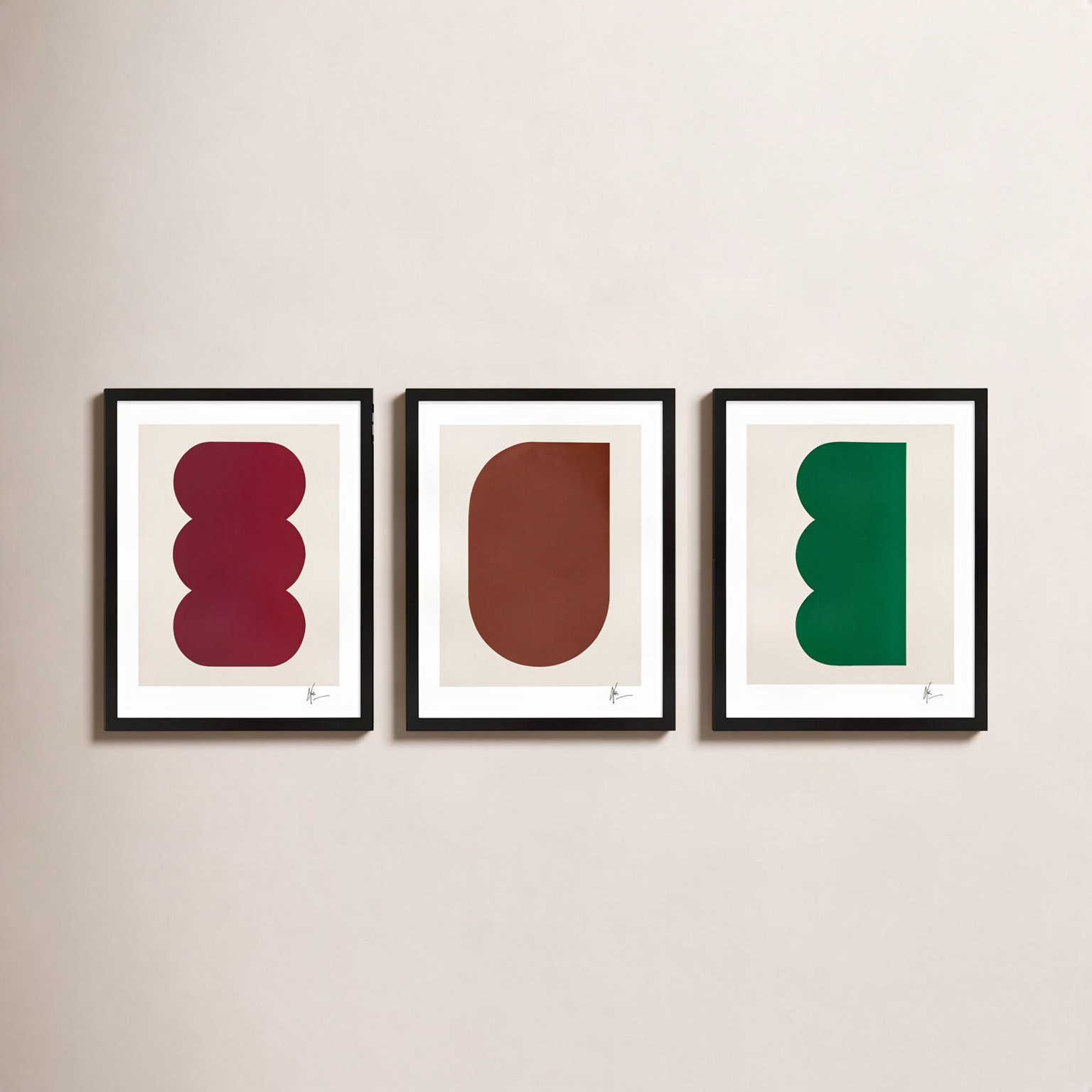 Keyhole "Keyhole" 3-Piece Painting Set, Black Framed, 30" H x 24" W x 1.25" D