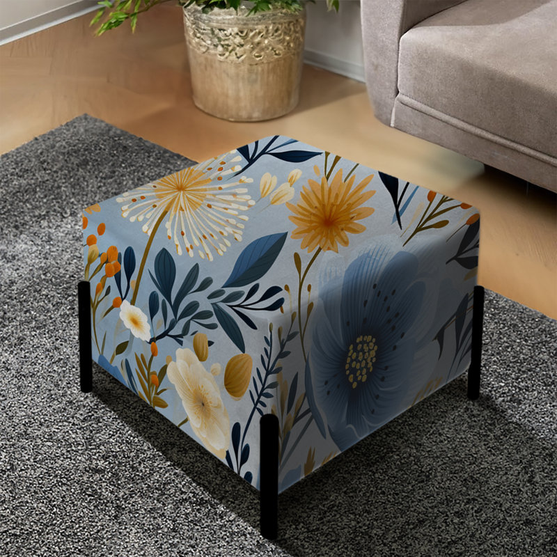 Motif floral bleu bohème chic - repose-pieds carré floral