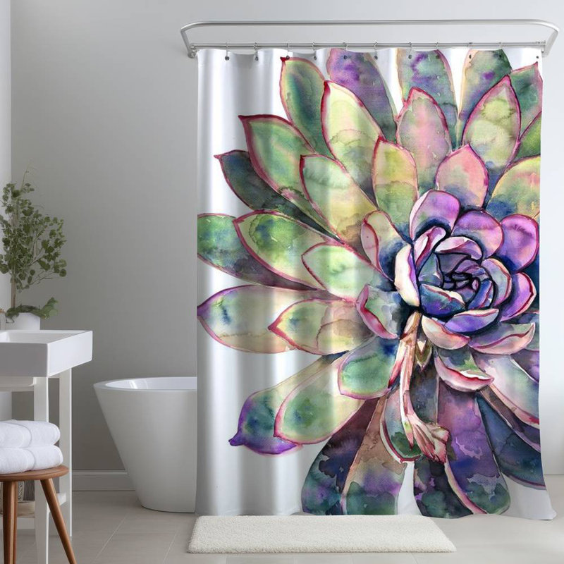 Floral – Polyester Shower Curtain, Dye Sublimation Print, 71" W × 74" L