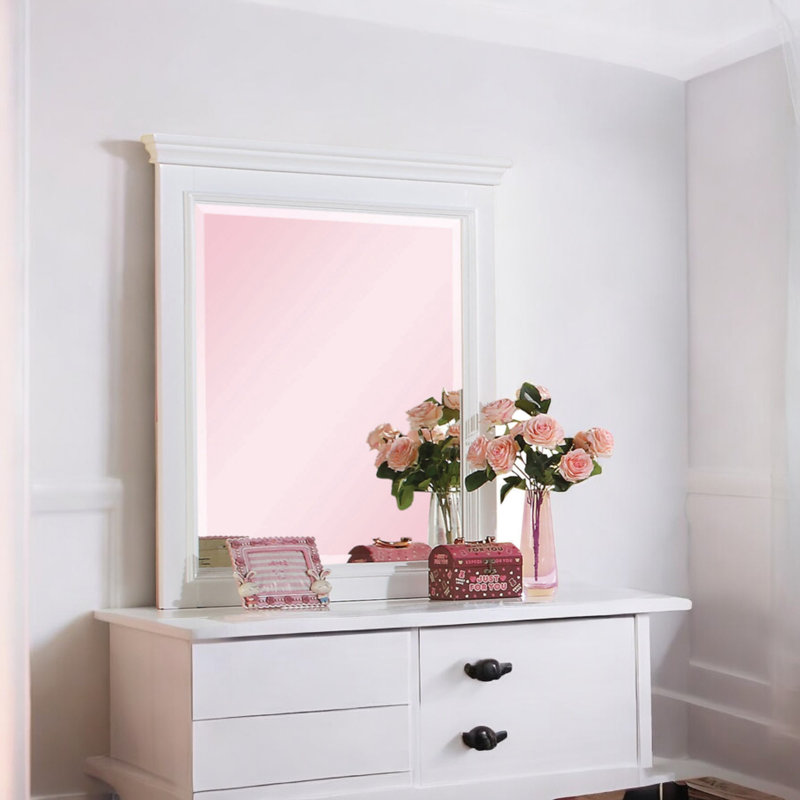 Janellie Contemporary Rectangular Dresser Mirror in White