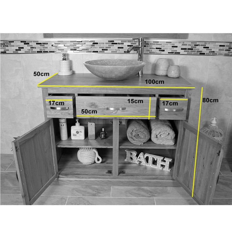 Ayana 1000mm Single Bathroom Vanity with Vessel Ceramic Basin, White
