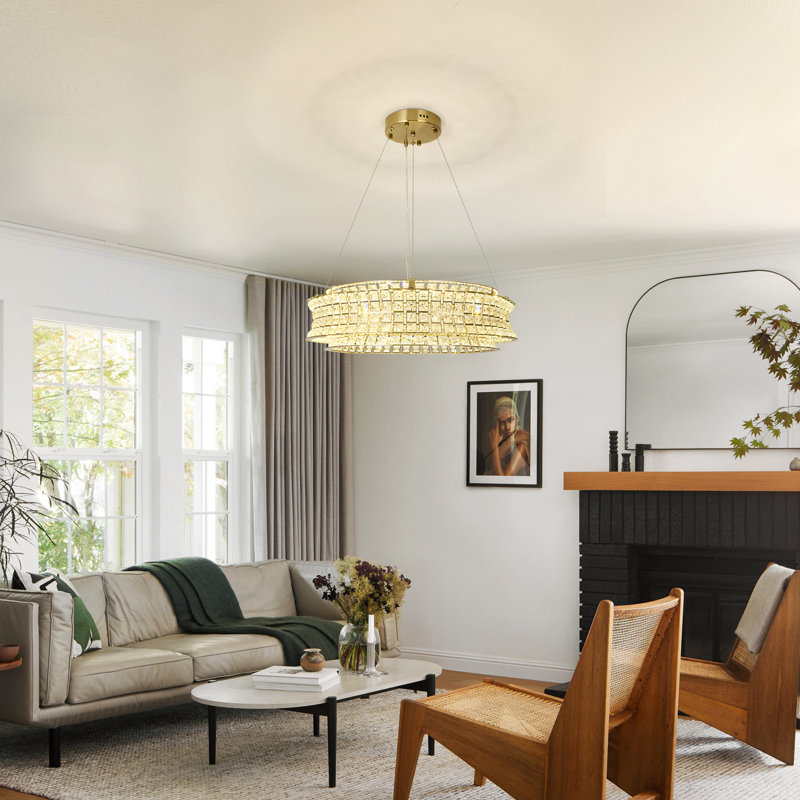 Lustre tambour Horst, Doré, H 7,09 po x l 23,62 po x P 23,62 po