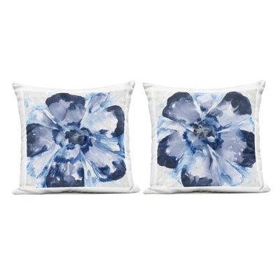 Blue Glass Blossoms 2 Piece Outdoor Printed Pillow Set design by June Erica Vess