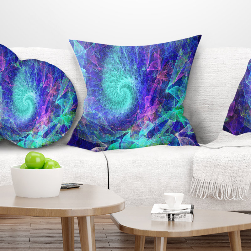 Abstrait abstrait spirale spirale kaléidoscope, 16 po x 16 po, Coussin décoratif