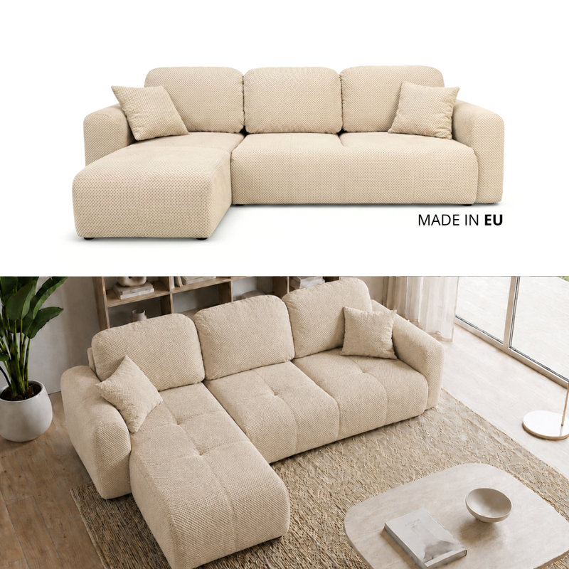 Safila 3 Seater Sofa Bed, Left Hand Facing Corner Sofa