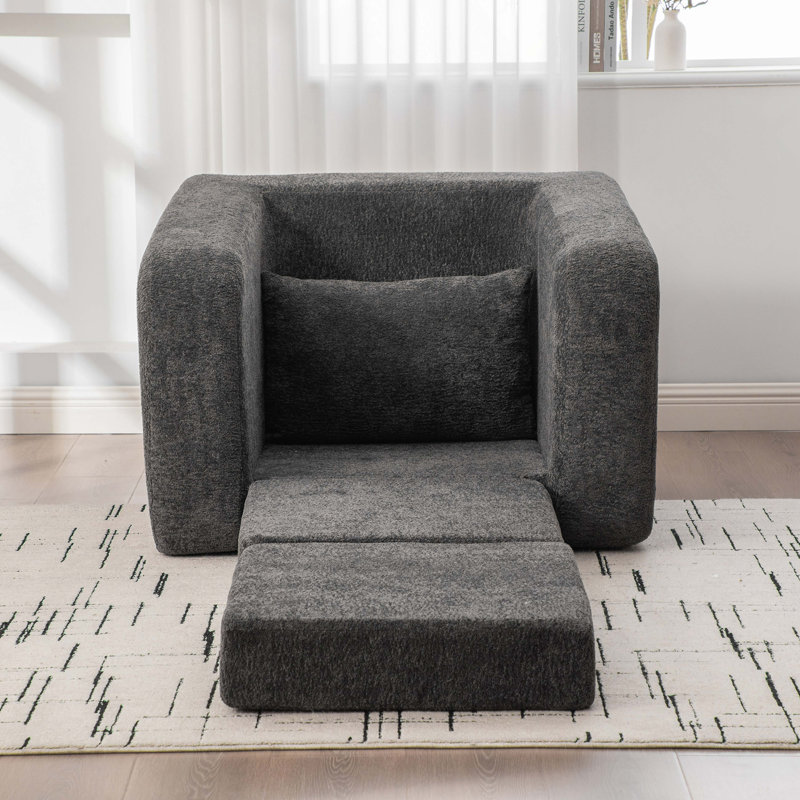 Canapé-lit simple pliable de 40 po avec accoudoirs et dossier, lit d'appoint convertible en chenille désossée avec matelas pour lit d'appoint, salon et chambre à coucher