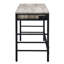 Weathered Oak Desk With 2 Drawers For Office, Black Metal Support & Charging Ports Elegant And Drawer Containers Power Sources