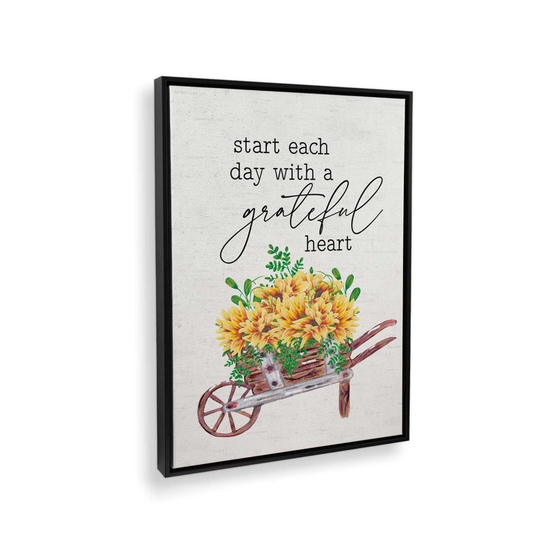 «Grateful Heart» par Art graphique à lettres et doublé, L 12 po x H 16 po, Toile avec cadre, Noir