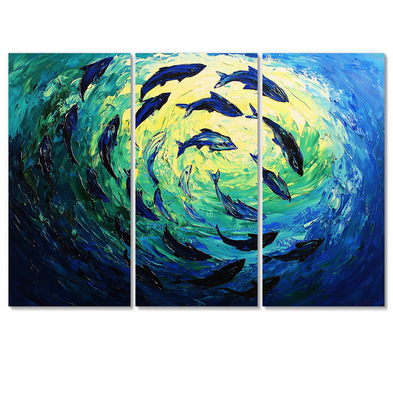 Thon nageant - ensemble d'art mural requin, Toile tendue, H 28 po x l 36 po, Does Not Apply